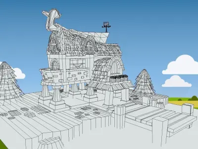 Cartoon House stylized  Low-poly 3D model