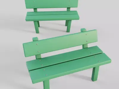 Cartoon Bench 4 Low-poly 3D model