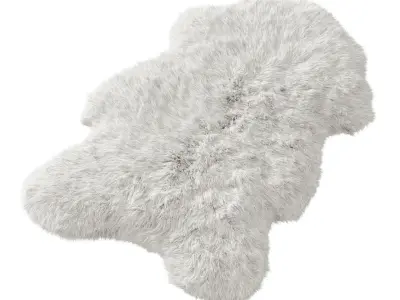 White fluffy sheepskin carpet 3D model