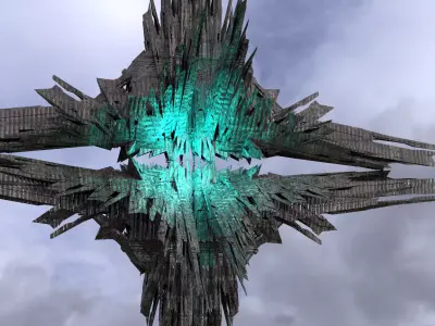 Cyberpunk Dystopian crystal Star ruin 3D model