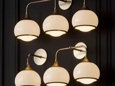 Reese 3-2-1-Light Aged Brass Wall Sconce 3D model