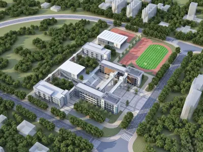 Modern School Campus Exterior 3D model