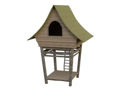 JUNGLE HUT SHELTER HOUSE SURVIVAL  Low-poly 3D model