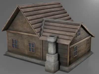 Old Wooden Tavern Low-poly 3D model