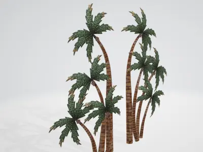 Palm Trees Tropical Metal Wall Art Set of Two 3D model
