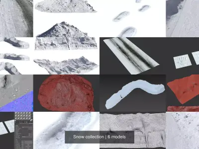 Snow collection ultra realistic fence 3D Model Pack