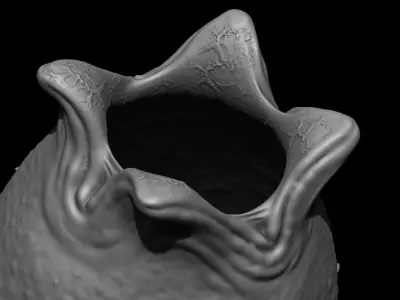 3D PRINTABLE OPEN ALIEN EGG OVOMORPH WITH ROOTS 3D print model