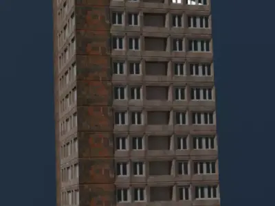 Badalyan plan of 14-storey panel building Low-poly 3D model