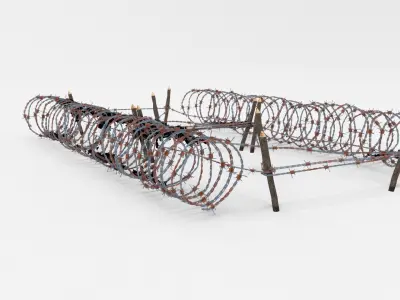 Low Poly Barb Wire Obstacle Low-poly 3D model