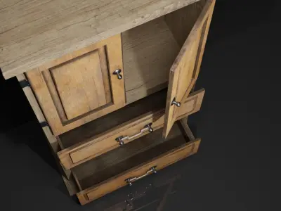 table wooden cabinet Free 3D model