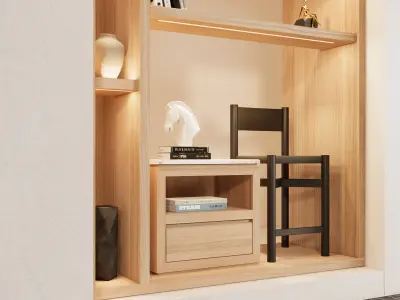 Retail Window Display Scene with Furniture and Vases Low-poly 3D model