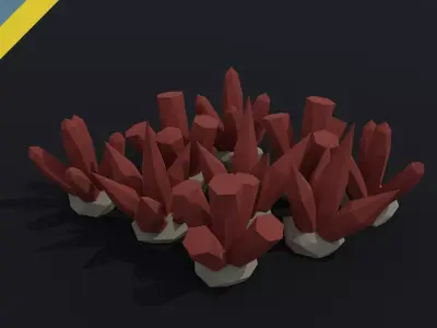 Cartoon fantasy crystals Polygonal Style Low-poly 3D model