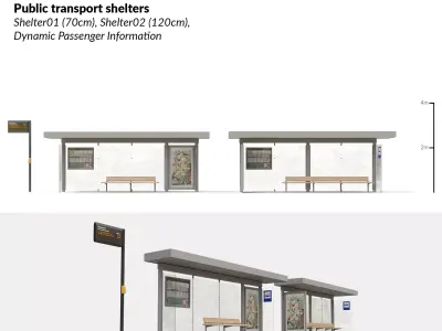 Public transport shelters 3D model