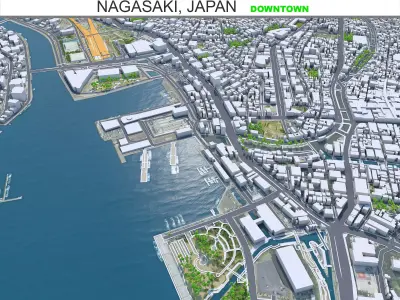 Nagasaki Downtown Japan Low-poly 3D model