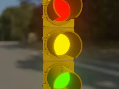  Traffic light  low poly 3D model