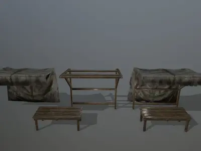 market  bench Low-poly 3D model