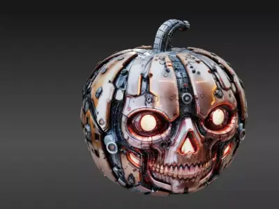 Cyber Jack Pumpkin Futuristic Halloween Sci-Fi Jack-O-Lantern 3D print model