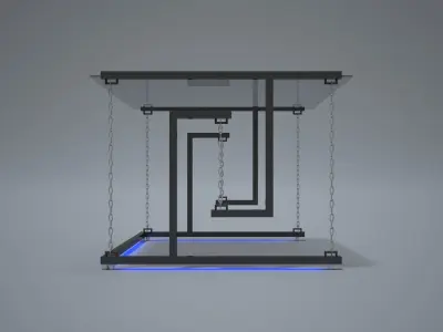 Table glass with led lights Low-poly 3D model