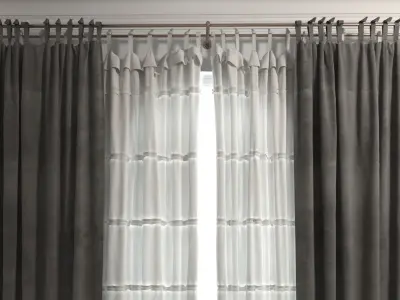 Curtain Set 9 curtains 3D model