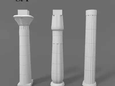 Ancient Egyptian Columns Kit Low-poly 3D model