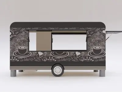 Truck Shaped Booth Food Stall 3D model