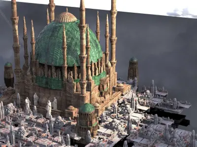 Sci fi Temple structures star wars style kit bash 3D model