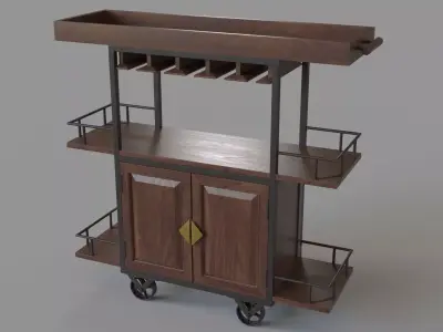 Maury Two Door Wine Trolley 3D model