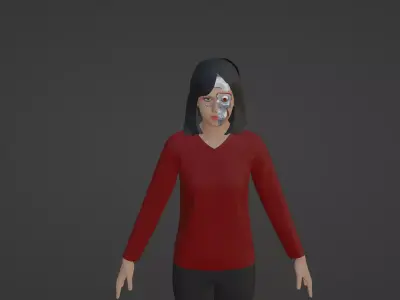 Cyber Character - Robot Woman Low-poly 3D model