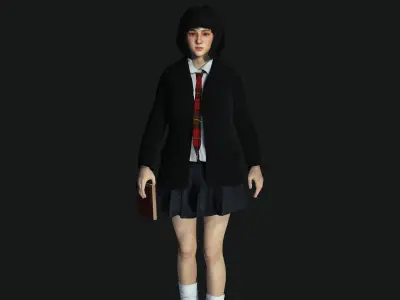AAA 3D REALISTIC CHARACTER - BEAUTIFUL ASIAN FEMALE STUDENT 01 Low-poly 3D model