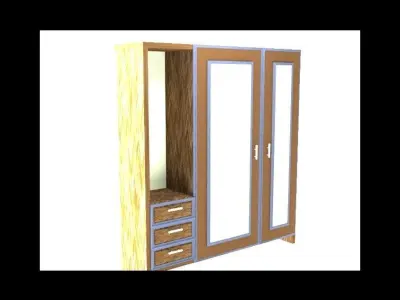 Cupboard wardrobe with doors and drawers 3D print model