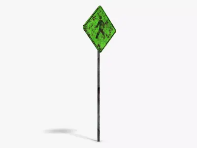 Damaged Pedestrian Sign Low-poly 3D model