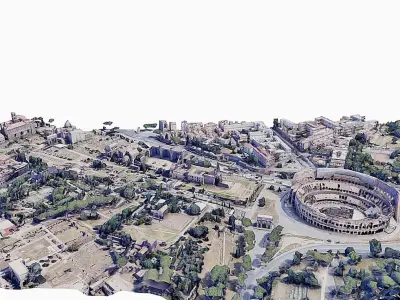 Colosseum and The Roman Forum Low-poly 3D model