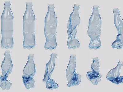 Crushed Plastic Bottle v3 3D model