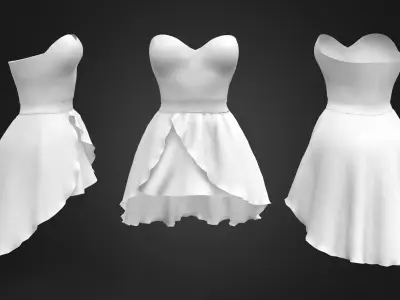 Empire Cocktail Dress Low-poly 3D model