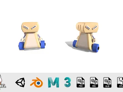 Cartoon Sci-Fi Robot Low-poly 3D model