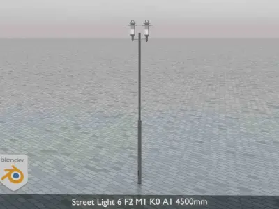 Street Light 6 F2 M1 K0 A1 4500mm  Low-poly 3D model