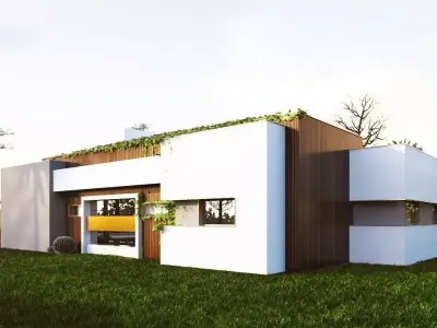 3D Model Modern Single-Story House Low-poly 3D model