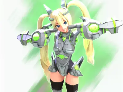 Robot Girl PBR Low-poly 3D model