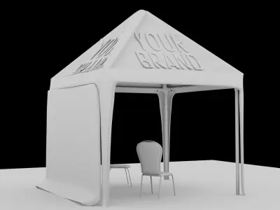BRANDING STAND with chair 3D model