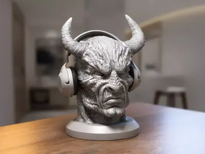 Demon creature Headphone Stand Cyborg Headset Stand 3D print model
