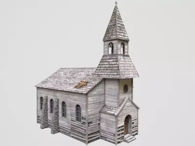  Old wooden church Low-poly 3D model