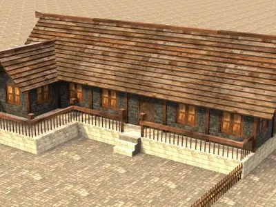 Low poly ancient village house Low-poly 3D model