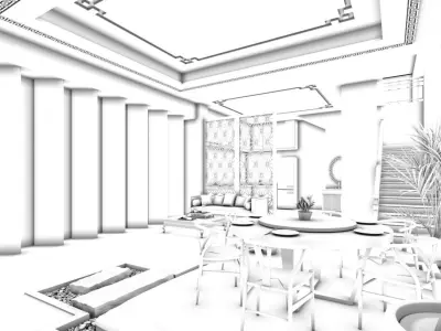 Business Restaurant - Coffee - Banquet  150 3D model
