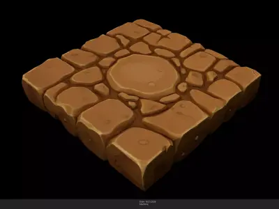 Terracotta Brick Path Game Ready - AI Low-poly 3D model