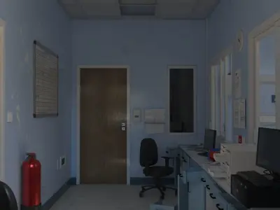 Abandoned Hospital Ward and Nurse station Low-poly 3D model