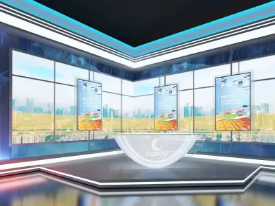 Virtual Broadcast Studio Low-poly 3D model