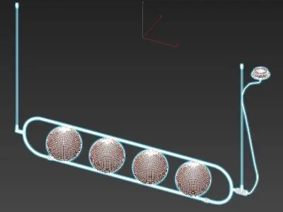 abbacus light fixture with three balls hanging from it 3D model