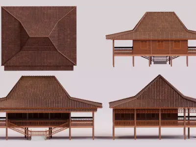 Traditional Houses - Rumah Limas Low-poly 3D model