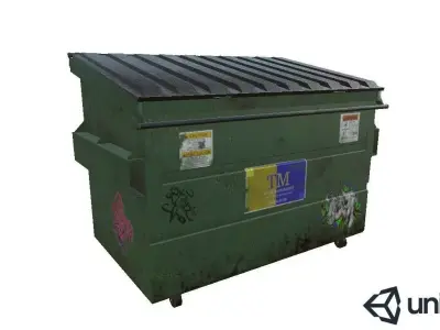 Dumpster trash can with graffiti Low-poly 3D model