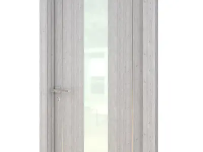 Door-079 wooden door with glass panel 3D model